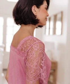 Ave Shops Clothing A Little Bit Of Lace Top In Pink