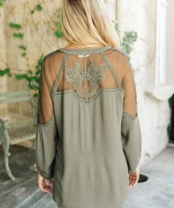 Ave Shops Long Sleeve Tops Alara Embroidered Top