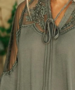 Ave Shops Long Sleeve Tops Alara Embroidered Top