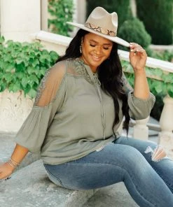 Ave Shops Long Sleeve Tops Alara Embroidered Top