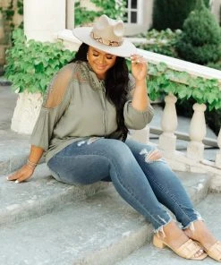 Ave Shops Long Sleeve Tops Alara Embroidered Top