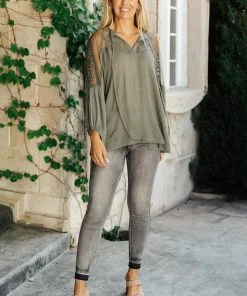 Ave Shops Long Sleeve Tops Alara Embroidered Top