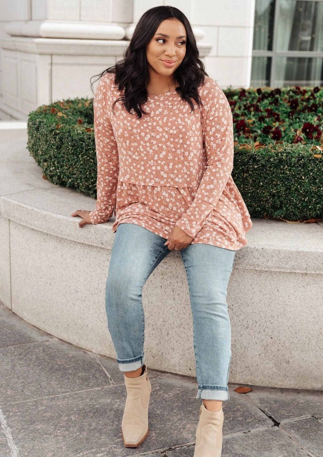 Ave Shops All About Flowers Ginger Top | Long Sleeve Blouse for Women 3 Ave Shops All About Flowers Top In Ginger Clothing