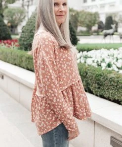 Ave Shops All About Flowers Ginger Top | Long Sleeve Blouse for Women 18 Ave Shops All About Flowers Top In Ginger Clothing