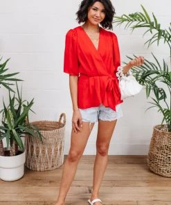 Ave Shops All Set Top In Red - Stylish Short Sleeve Tops for Women 17 Ave Shops All Set Top In Red Clothing