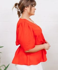 Ave Shops All Set Top In Red - Stylish Short Sleeve Tops for Women 21 Ave Shops All Set Top In Red Clothing