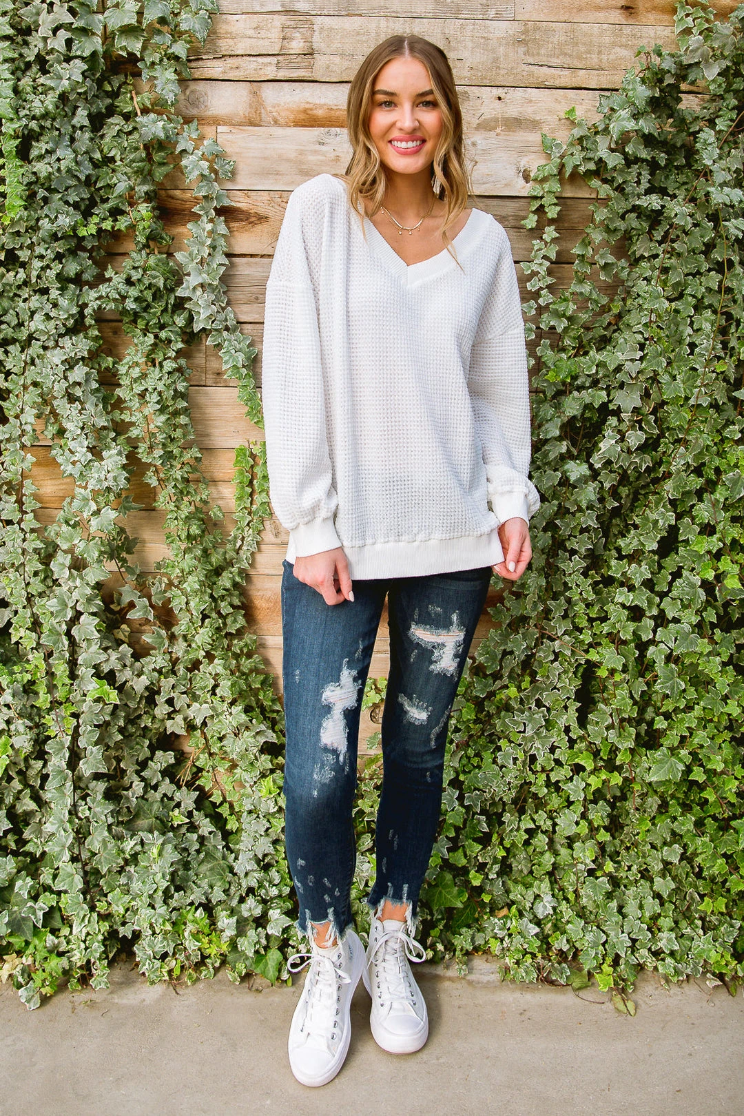 Ave Shops White Long Sleeve Along The Way Top | Stylish Women's Blouse 9 Ave Shops Clothing Along The Way Top In White