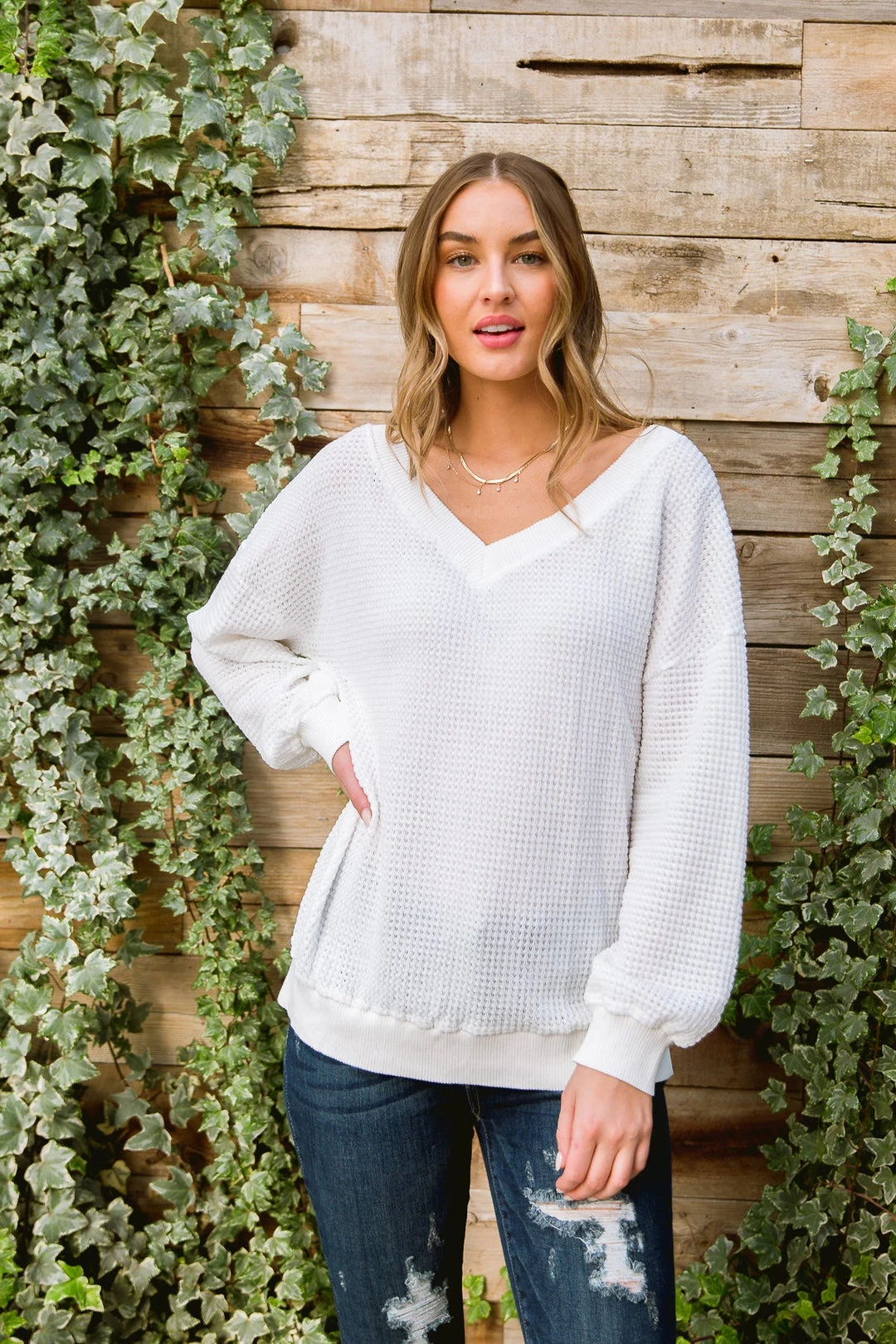 Ave Shops White Long Sleeve Along The Way Top | Stylish Women's Blouse 7 Ave Shops Clothing Along The Way Top In White