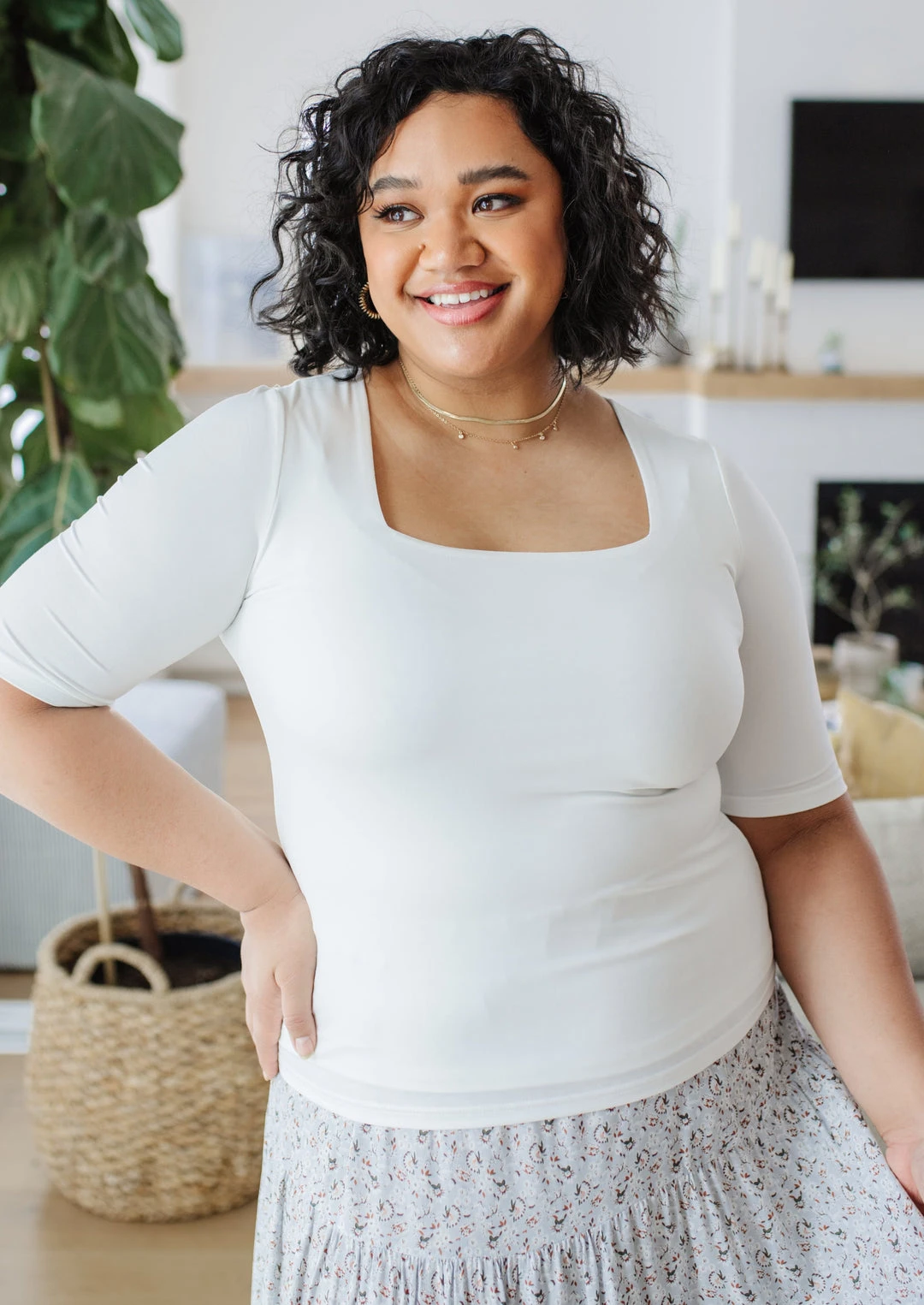 Ave Shops Alyssa Square Neck Tee in White - Women's Short Sleeve Top 4 Ave Shops Alyssa Square Neck Tee In White