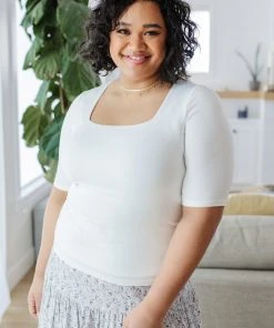 Ave Shops Alyssa Square Neck Tee in White - Women's Short Sleeve Top 23 Ave Shops Alyssa Square Neck Tee In White