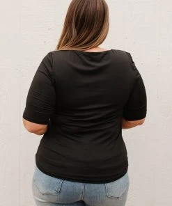 Ave Shops Alyssa Square Neck Tee In Black