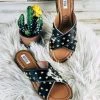 Myra Anaheim Black & White Cowhide Studded Sandals