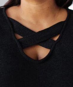 Ave Shops Long Sleeve Tops Animal Print Criss Cross Top