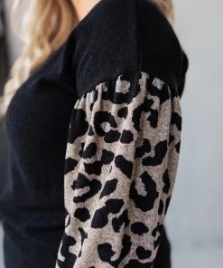 Ave Shops Long Sleeve Tops Animal Print Criss Cross Top