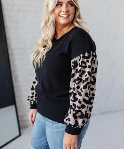 Ave Shops Long Sleeve Tops Animal Print Criss Cross Top