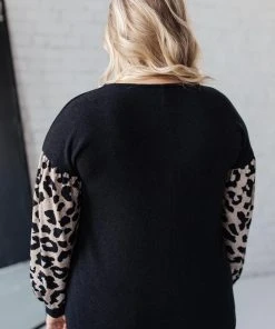 Ave Shops Long Sleeve Tops Animal Print Criss Cross Top