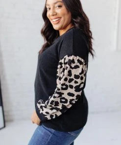 Ave Shops Long Sleeve Tops Animal Print Criss Cross Top