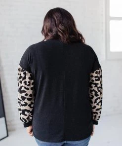 Ave Shops Long Sleeve Tops Animal Print Criss Cross Top