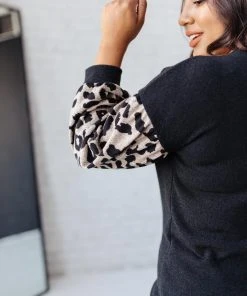 Ave Shops Long Sleeve Tops Animal Print Criss Cross Top