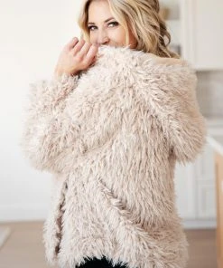Ave Shops Cardigans, Sweaters, Outerwear Annika Plush Faux Fur Jacket