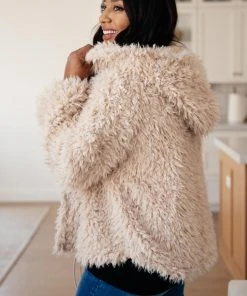 Ave Shops Cardigans, Sweaters, Outerwear Annika Plush Faux Fur Jacket