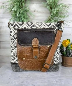 Myra Handbags & Wallets Antique Floral Cowhide Crossbody