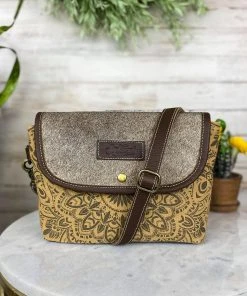 Sixtease Antique Floral & Cowhide Crossbody Handbag Handbags & Wallets