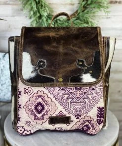 Sixtease Handbags & Wallets Antique Purple Leather & Cowhide Backpack