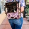 Sixtease Handbags & Wallets Antique Purple Leather & Cowhide Backpack