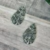 Blue Tortoise Antique Silver Cactus Teardrop Earrings Jewelry