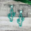 Blue Tortoise >> MEGA SALE << Aqua Rhinestone Cactus Earrings