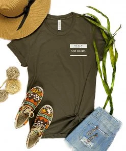 The Cinchy Cowgirl Army Green Hello Tack Hoarder Side Short Sleeve Tee Clothing