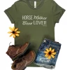 The Cinchy Cowgirl Army Green Horse Mother Beer Lover Short Sleeve Graphic Tee