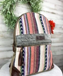 Myra Multi-Color Stripe & Cowhide Backpack