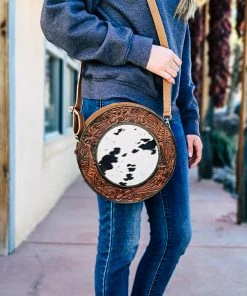 Myra Asher Cowhide Round Wallet Crossbody Handbag Handbags & Wallets