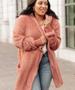 Ave Shops At The Lodge Fuzzy Cardigan In Mauve Clothing