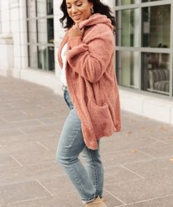 Ave Shops At The Lodge Fuzzy Cardigan In Mauve Clothing