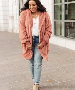 Ave Shops At The Lodge Fuzzy Cardigan In Mauve Clothing