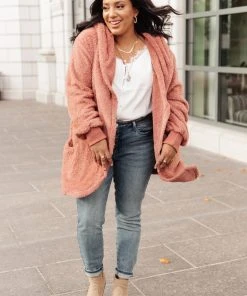 Ave Shops At The Lodge Fuzzy Cardigan In Mauve Clothing