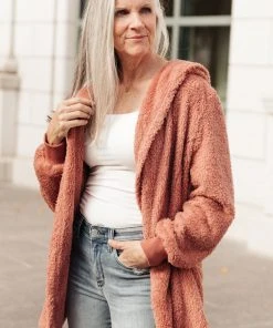 Ave Shops At The Lodge Fuzzy Cardigan In Mauve Clothing