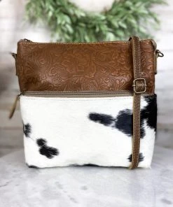 Myra Audacious Cowhide & Floral Embossed Crossbody