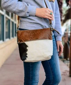 Myra Audacious Cowhide & Floral Embossed Crossbody