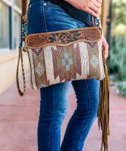 Myra Aztec Tooled Tassel Crossbody Handbags & Wallets