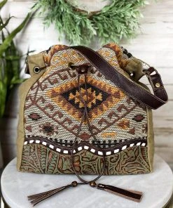 Myra Handbags & Wallets Aztec Western Drawstring Bucket Bag