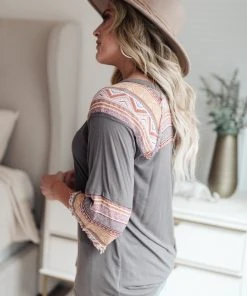 Ave Shops Balboa Tunic In Slate - Women's Short Sleeve Top | Casual Tops & Blouses 19 Ave Shops Balboa Tunic In Slate