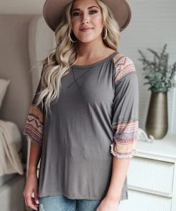 Ave Shops Balboa Tunic In Slate - Women's Short Sleeve Top | Casual Tops & Blouses 21 Ave Shops Balboa Tunic In Slate