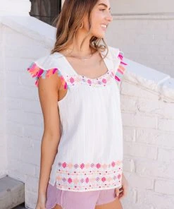 Ave Shops Women's Beach Picnic Top - Lightweight Short Sleeve Blouse for Summer 44 Ave Shops Clothing Beach Picnic Top