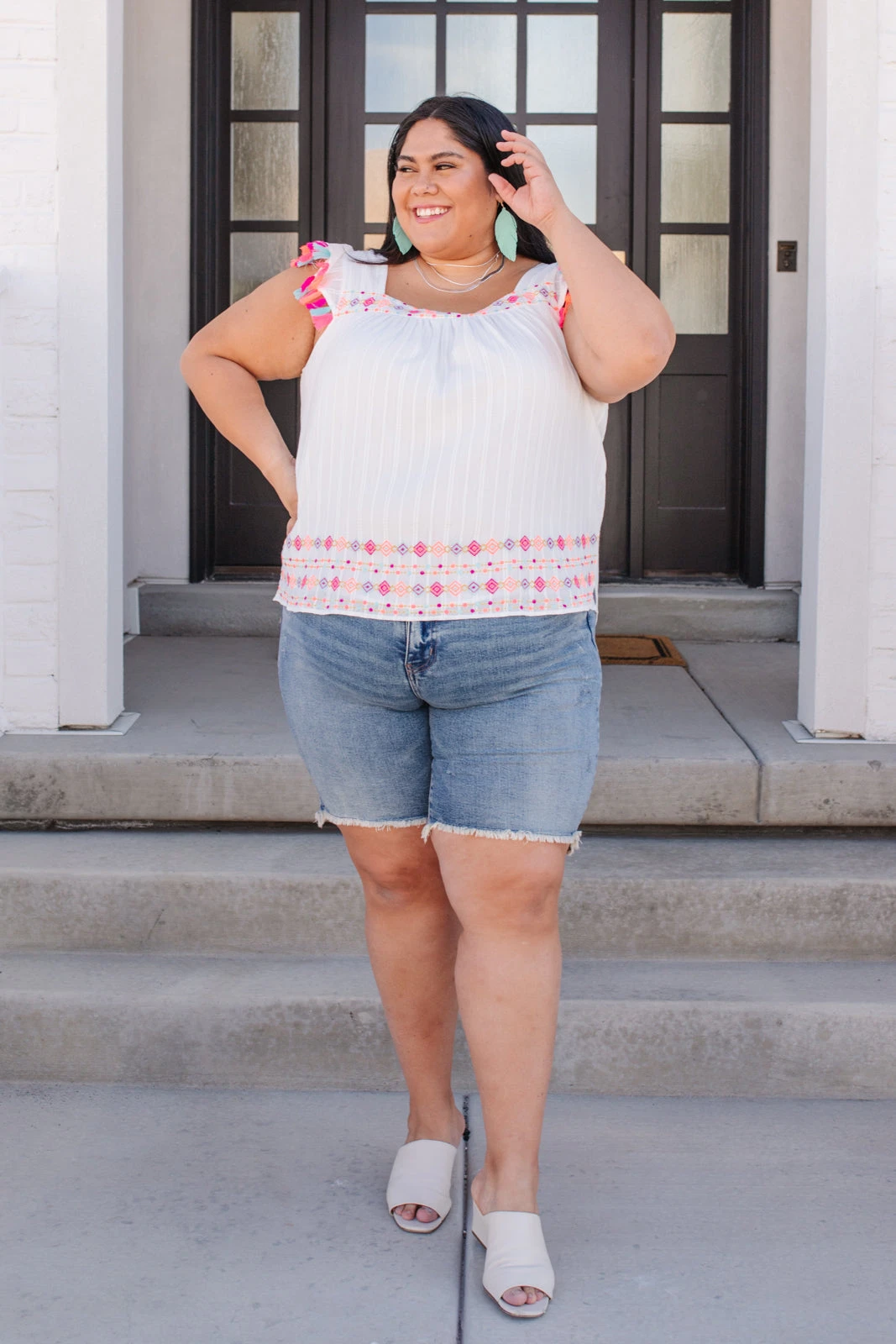 Ave Shops Women's Beach Picnic Top - Lightweight Short Sleeve Blouse for Summer 17 Ave Shops Clothing Beach Picnic Top