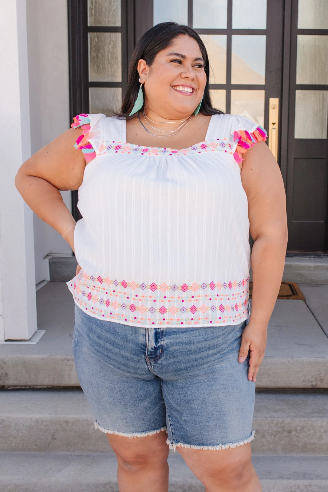 Ave Shops Women's Beach Picnic Top - Lightweight Short Sleeve Blouse for Summer 7 Ave Shops Clothing Beach Picnic Top