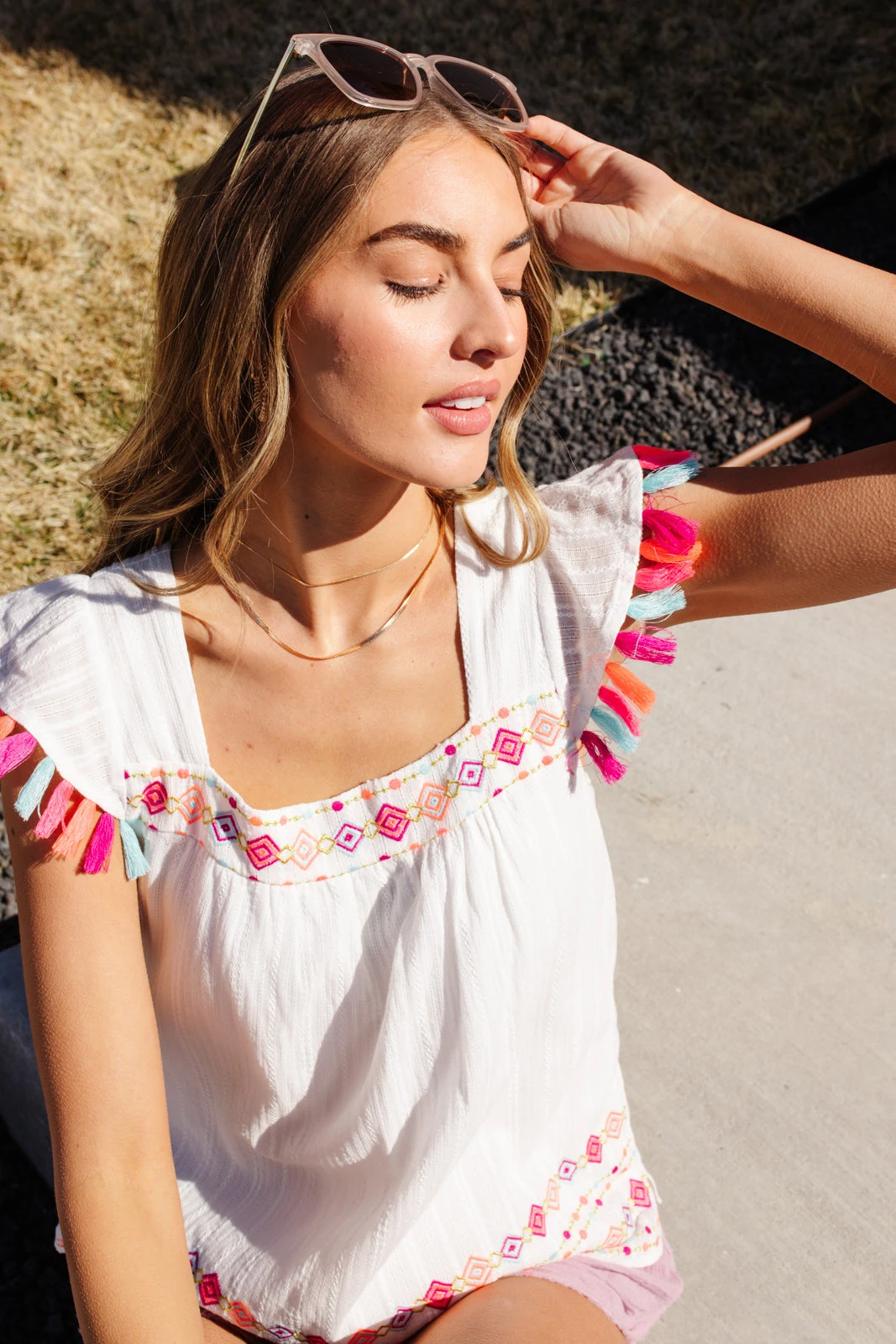 Ave Shops Women's Beach Picnic Top - Lightweight Short Sleeve Blouse for Summer 24 Ave Shops Clothing Beach Picnic Top